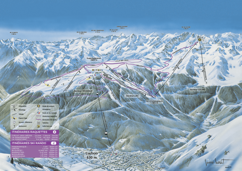 Plan des circuits raquettes et ski de rando